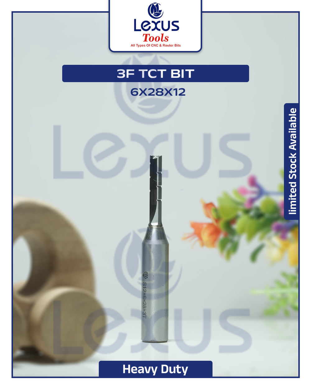 3F TCT STRAIGHT BIT (TUNGSTEN CARBIDE TIP)